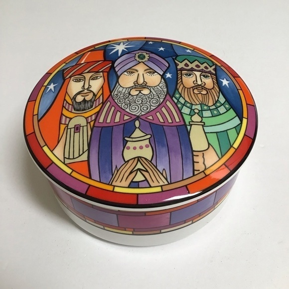Mikasa Three Wise Men Christmas Trinket Box Lidded Dan Scannell Mosaic MCM Japan - Picture 1 of 11